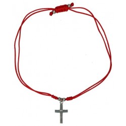 Red string bracelet with cross