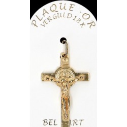 Croix Plaqué-Or St Benoît -...