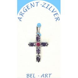 Silver cross pendant with...