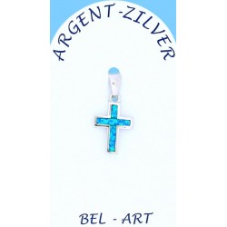 Croix  Argent  "Opal bleue"...