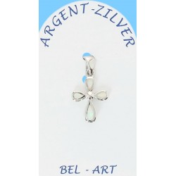 Witte opaal zilveren kruis...