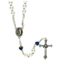 Rosary white pater blue hart