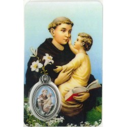 Card with prayer and medal...