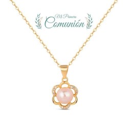 Collier plaqué or fleur...