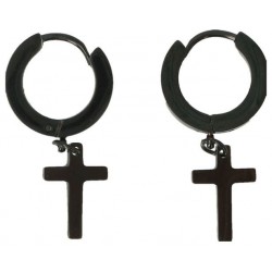Black steel earrings with...
