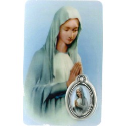Card with prayer and medal...