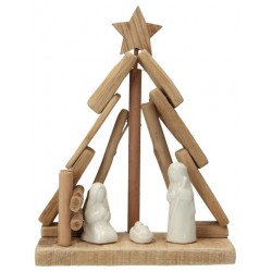 Houten kerststal met witte...