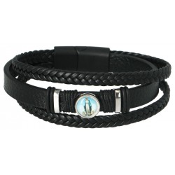 Armband leder bruin / zwart...