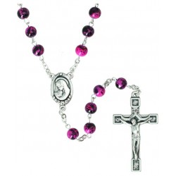 Chapelet Verre rose et noir