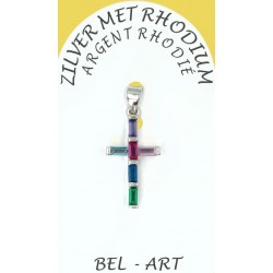 Pendentif croix argent avec...