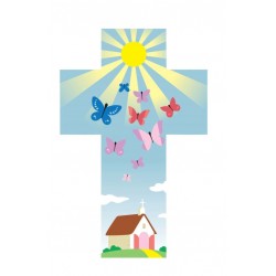 Kruisbeeld kerk en vlinders...