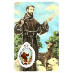 Card with prayer and medal...