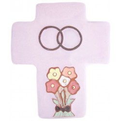 Cross Ceramic 12 X 10 Cm Rose