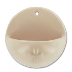 Ceramic Stoup 7 Cm Creme Cross