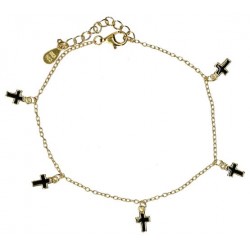 Verguld armband met zwarte...