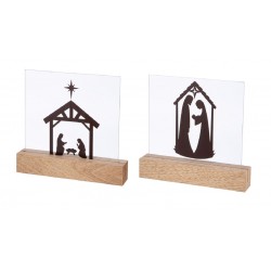 Crèche de Noël en verre sur...