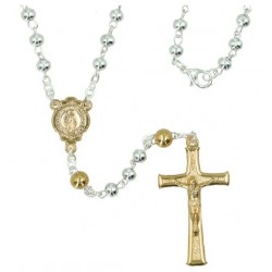 Silver metal rosary 5 mm +...